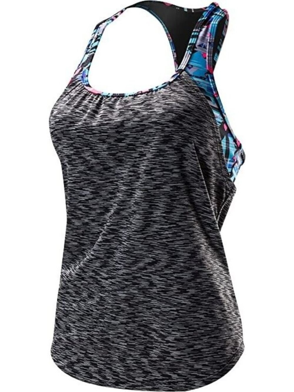 TYR Sport Coral Bay 2-in-1 Tankini, Size S (4/6); Black/Multi